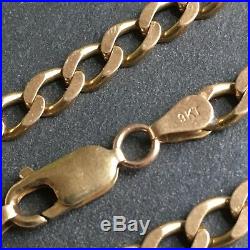 Superb 9ct Solid Yellow Gold Vintage CURB LINK Chain Necklace 24.58 g 24 Long