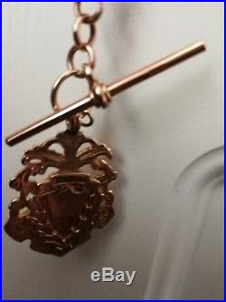 Superb Antique 9ct Solid Rose Gold Double Albert Chain now with fob