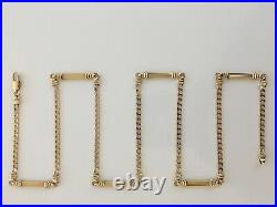 Superb Gents 24 Vintage Solid 9ct Gold Baton & Fancy Curb Link Necklace Chain
