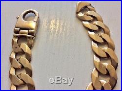 Superb Gents Extremely Heavy Chunky 9CT Gold Curb Bracelet 9 inches app