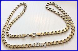 Superb Gents Solid Heavy Full Hallmarked Nice Heavy 9ct Gold Curb Neck Chain 23