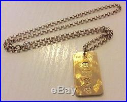 Superb Gents Vintage Solid Heavy 9ct Gold Ingot On Nice 9ct Gold Belcher Chain