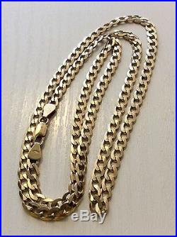 Superb Quality Hallmarked Heavy Solid 9ct Gold Open Flat Curb Neck Chain 24 Inch