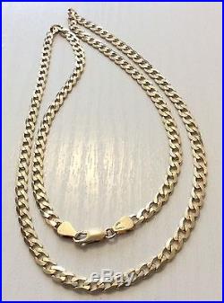 Superb Quality Hallmarked Heavy Solid 9ct Gold Open Flat Curb Neck Chain 24 Inch