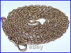 Superb Rare Link Antique 1890 Solid 9ct Gold Long Guard / Muff Flapper Chain 57
