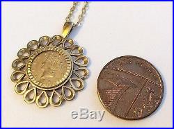Superb Unusual Vintage 9Ct Gold Taller Coin Pendant On 9Ct Gold Chain 20