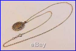 Superb Unusual Vintage 9Ct Gold Taller Coin Pendant On 9Ct Gold Chain 20