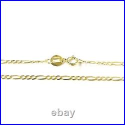 Thin 9ct Gold Figaro Chain Solid Links Ladies 1.5mm Wide 24 22 20 18 16