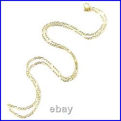 Thin 9ct Gold Figaro Chain Solid Links Ladies 1.5mm Wide 24 22 20 18 16