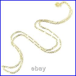 Thin 9ct Gold Figaro Chain Solid Links Ladies 1.5mm Wide 24 22 20 18 16