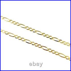 Thin 9ct Gold Figaro Chain Solid Links Ladies 1.5mm Wide 24 22 20 18 16