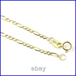 Thin 9ct Gold Figaro Chain Solid Links Ladies 1.5mm Wide 24 22 20 18 16