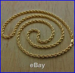UK Hallmarked 9ct Gold Italian Rope Chain 20 8g 4.5mm RRP £330 (I11 20)