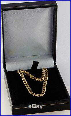 UK Hallmarked Solid 9ct Gold Classic Bevelled Curb Chain 18.5 RRP £470 ZU25