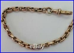 Unusual 9ct Gold Single Albert Chain With T-bar & Lobster Clasp