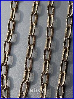 Unusual 9ct Rose Gold Long Chain 29 inches 13g vintage modernist textured links