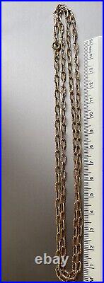 Unusual 9ct Rose Gold Long Chain 29 inches 13g vintage modernist textured links