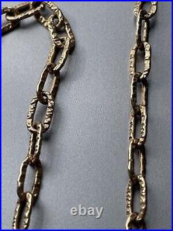 Unusual 9ct Rose Gold Long Chain 29 inches 13g vintage modernist textured links