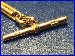 Unusual Vintage 9ct Rose Gold Watch Chain Bracelet Trombone Links & Tbar 19.6g