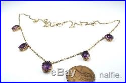 V PRETTY ANTIQUE 9ct GOLD AMETHYST CHAIN NECKLACE c1900