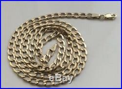 VINTAGE 375 9CT GOLD FLAT CURB LINK CHAIN NECKLACE 20.5 inches