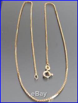 VINTAGE 9ct GOLD BOX LINK NECKLACE CHAIN 18 1/2 inch 1976