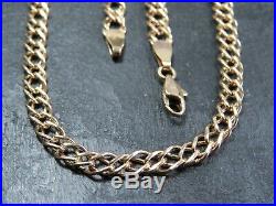 VINTAGE 9ct GOLD DOUBLE FACTED CURB LINK NECKLACE CHAIN 20 inch C. 1980