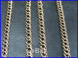 VINTAGE 9ct GOLD DOUBLE FACTED CURB LINK NECKLACE CHAIN 20 inch C. 1980
