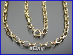 VINTAGE 9ct GOLD FACETED BELCHER LINK NECKLACE CHAIN 24 inch