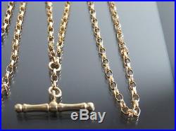 VINTAGE 9ct GOLD FACETED BELCHER LINK WATCH CHAIN NECKLACE 20 inch C. 1980