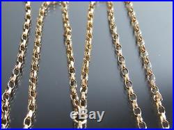 VINTAGE 9ct GOLD FACETED BELCHER LINK WATCH CHAIN NECKLACE 20 inch C. 1980