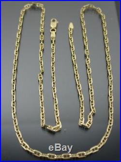 VINTAGE 9ct GOLD FACETED MARINE LINK NECKLACE CHAIN 25 inch C. 1980