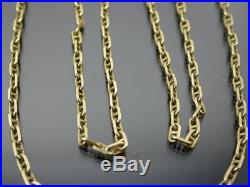 VINTAGE 9ct GOLD FACETED MARINE LINK NECKLACE CHAIN 25 inch C. 1980