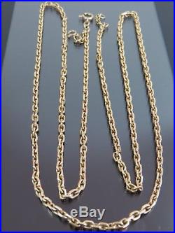 VINTAGE 9ct GOLD FACETED SQUARE BELCHER LINK NECKLACE CHAIN 30 inch 1986