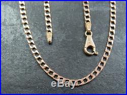 VINTAGE 9ct GOLD FACETED SQUARE CURB LINK NECKLACE CHAIN 22 inch 1982 UNOARRE