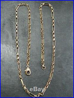 VINTAGE 9ct GOLD FACTED BELCHER & BATON LINK NECKLACE CHAIN 18 inch C. 1990