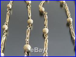 VINTAGE 9ct GOLD FANCY BATON & FLUTED BALL LINK NECKLACE CHAIN 20 inch C. 1980