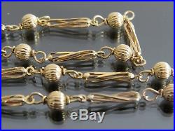 VINTAGE 9ct GOLD FANCY BATON & FLUTED BALL LINK NECKLACE CHAIN 20 inch C. 1980