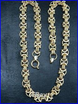 VINTAGE 9ct GOLD FANCY FLAT BYZANTINE LINK NECKLACE CHAIN 17 1/2 inch C. 2000