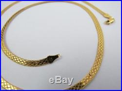 VINTAGE 9ct GOLD FANCY HERRINGBONE LINK NECKLACE CHAIN 18 inch C. 1980