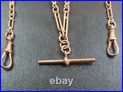 VINTAGE 9ct GOLD FANCY LINK WATCH CHAIN NECKLACE 19 inch 1991 Antique Style