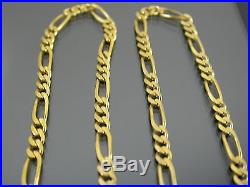 VINTAGE 9ct GOLD FIGARO LINK NECKLACE CHAIN 20 inch C. 1980