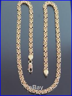 VINTAGE 9ct GOLD FLAT BYZANTINE LINK NECKLACE CHAIN 18 1/2 inch C. 1980