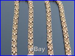 VINTAGE 9ct GOLD FLAT BYZANTINE LINK NECKLACE CHAIN 18 1/2 inch C. 1980
