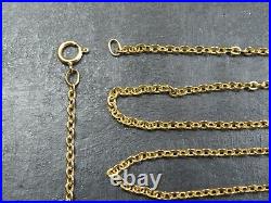 VINTAGE 9ct GOLD FLAT CABLE LINK NECKLACE CHAIN 16 inch C. 1990