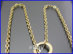 VINTAGE 9ct GOLD FLAT CABLE LINK NECKLACE CHAIN 18 inch T-BAR HEART PENDANT