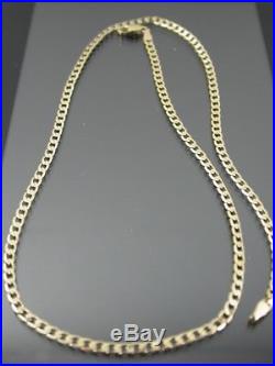 VINTAGE 9ct GOLD FLAT CURB LINK NECKLACE CHAIN 18 inch 1978