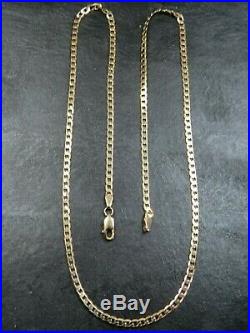 VINTAGE 9ct GOLD FLAT CURB LINK NECKLACE CHAIN 20 1/2 inch C. 1990