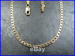 VINTAGE 9ct GOLD FLAT CURB LINK NECKLACE CHAIN 20 1/2 inch C. 1990