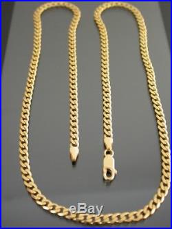 VINTAGE 9ct GOLD FLAT CURB LINK NECKLACE CHAIN 21 inch 1978